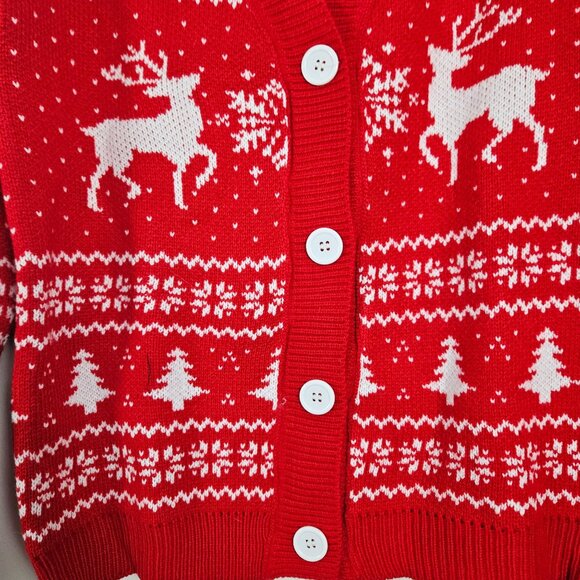 Alyweatry Womens Christmas Cardigan Sweater Red V-Neck Button Down Knit Festive - Picture 6 of 11